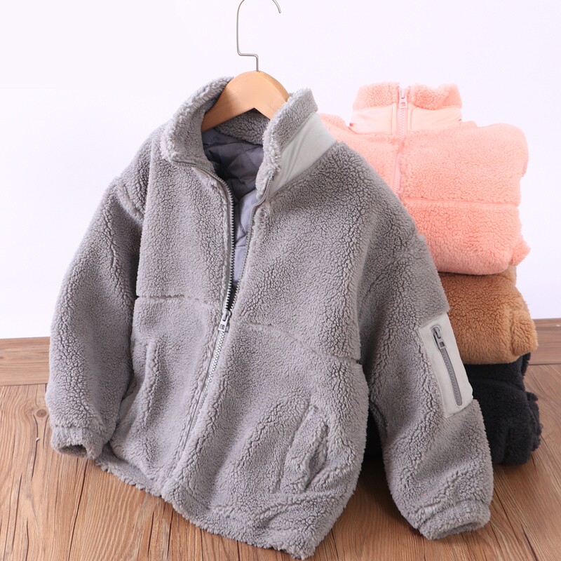 儿童秋冬季加厚保暖外套一体绒加绒上衣男女童亲子款加大码中大童
