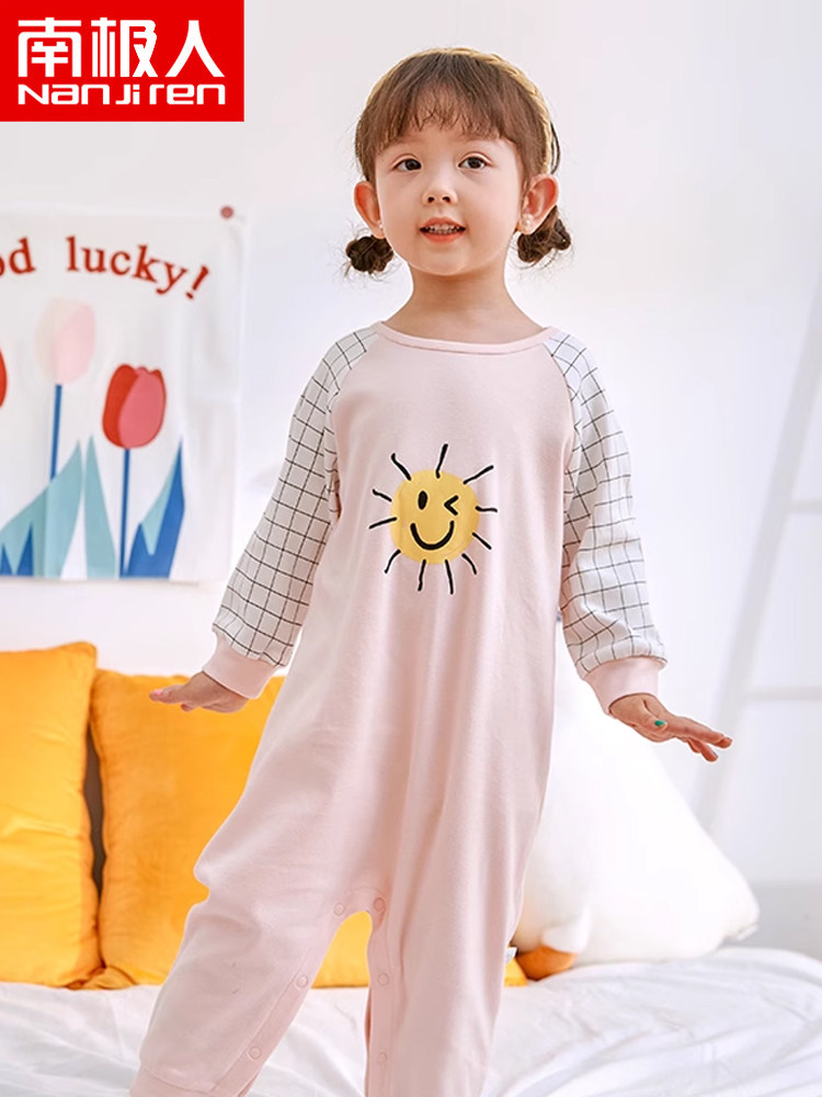 CHILDRENS COTTON SPRING AND AUTUMN CLOTHES LONG-SLEEVED HOME CLOTHES ONESIES BABY SPRING AND AUTUMN CLOTHES BOYS AND GIRLS CRAWLING CLOTHES PAJAMAS CHILDREN