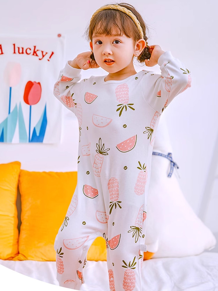 CHILDRENS COTTON SPRING AND AUTUMN CLOTHES LONG-SLEEVED HOME CLOTHES ONESIES BABY SPRING AND AUTUMN CLOTHES BOYS AND GIRLS CRAWLING CLOTHES PAJAMAS CHILDREN