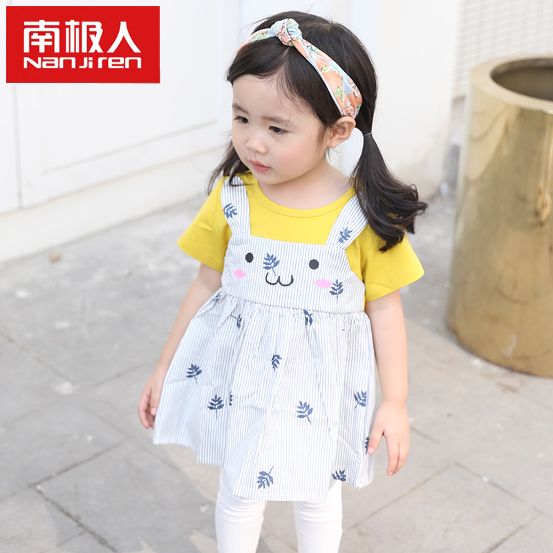 清仓捡漏女童裙子夏连衣裙薄款婴儿上衣韩版T恤裙儿童短袖宝宝裙