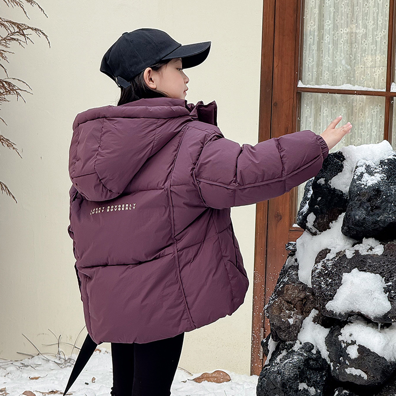 短款三防加厚白鸭绒童装羽绒服