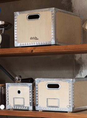 稻谷藏库DULTON木质收纳箱 金属包边工业风木箱 户外露营收纳箱