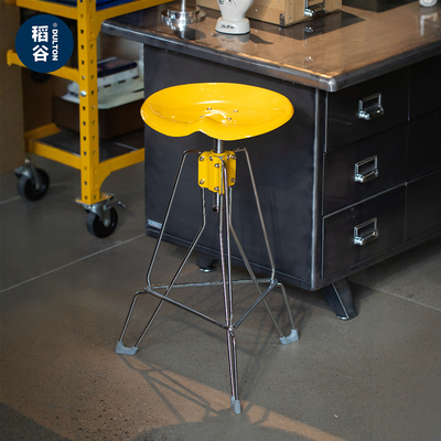 稻谷藏库DULTON 钢丝吧凳 金属丝杠椅子 家用店用简约高脚椅圆凳