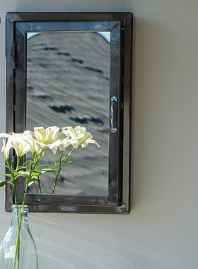 稻谷藏库DULTON 金属镜面浴室柜 窄版收纳储物卫生间镜柜壁挂柜子