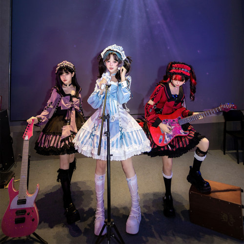 【尾款】水色猫猫|红色猫猫|紫色猫猫樱罗原创片裁连衣裙三团补款