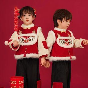 男女童拜年服汉服加厚儿童过年中国风唐装冬装男幼儿园周岁演出服