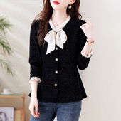 女装 加厚衬衫 时尚 大码 气质韩版 胖mm小香风上衣显瘦秋中年妈妈衬衣