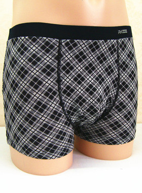 特价Recti Kamas芮克斯纤维素青年平角设计简约面料方格内裤男款