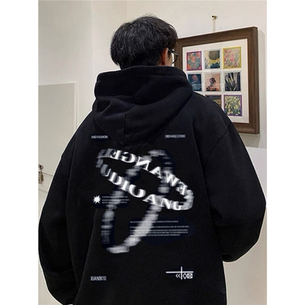 美式重磅双层帽连帽卫衣男秋冬新款潮宽松加绒痞帅高中生衣服春秋