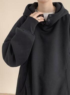 重磅oversize连帽卫衣男潮牌排扣美式复古宽松大码情侣外套上衣服