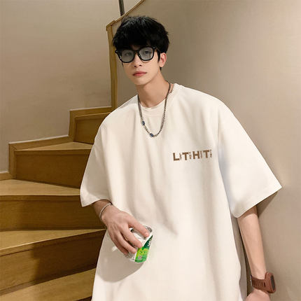 短袖男生夏季纯棉重磅t恤潮牌潮流2023新款宽松美式小众复古衣服