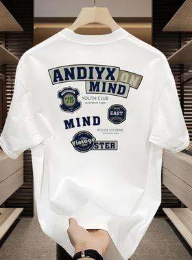 夏季ins潮牌街头宽松圆领上衣美式痞帅重磅纯棉短袖T恤青年男女款