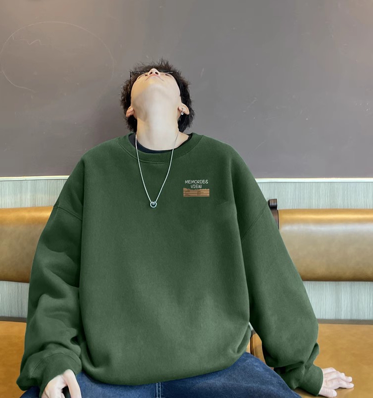 套头美式复古美式复古墨绿