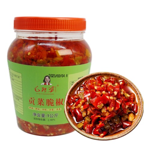 毛阿婆贡菜脆椒湖南特产1000g剁辣椒酱香辣微辣拌面酱下饭菜即食 - 封面