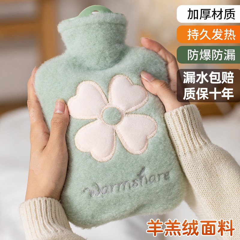 毛绒注水热水袋可爱女生暖脚暖水袋被窝专用大号灌水暖手宝学生