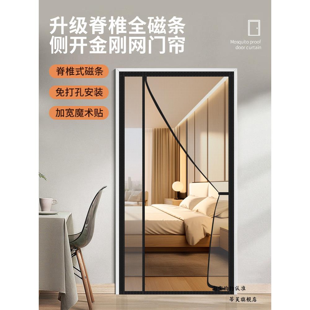 纱窗帘自粘门家用防蚊侧开金刚网窗户推拉大门魔术贴自装加厚砂网图片