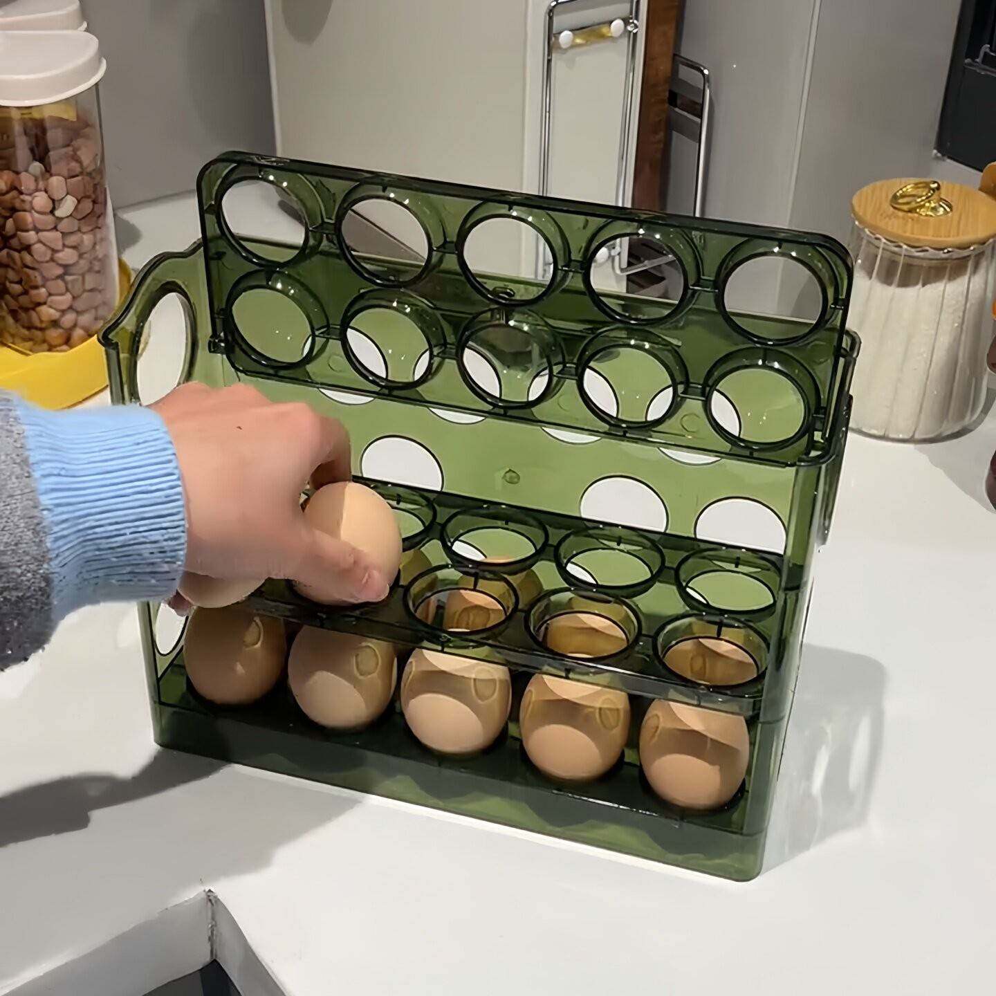 鸡蛋收纳盒冰箱用侧门自动翻转鸡蛋架厨房家用食品级多层鸡蛋托盘