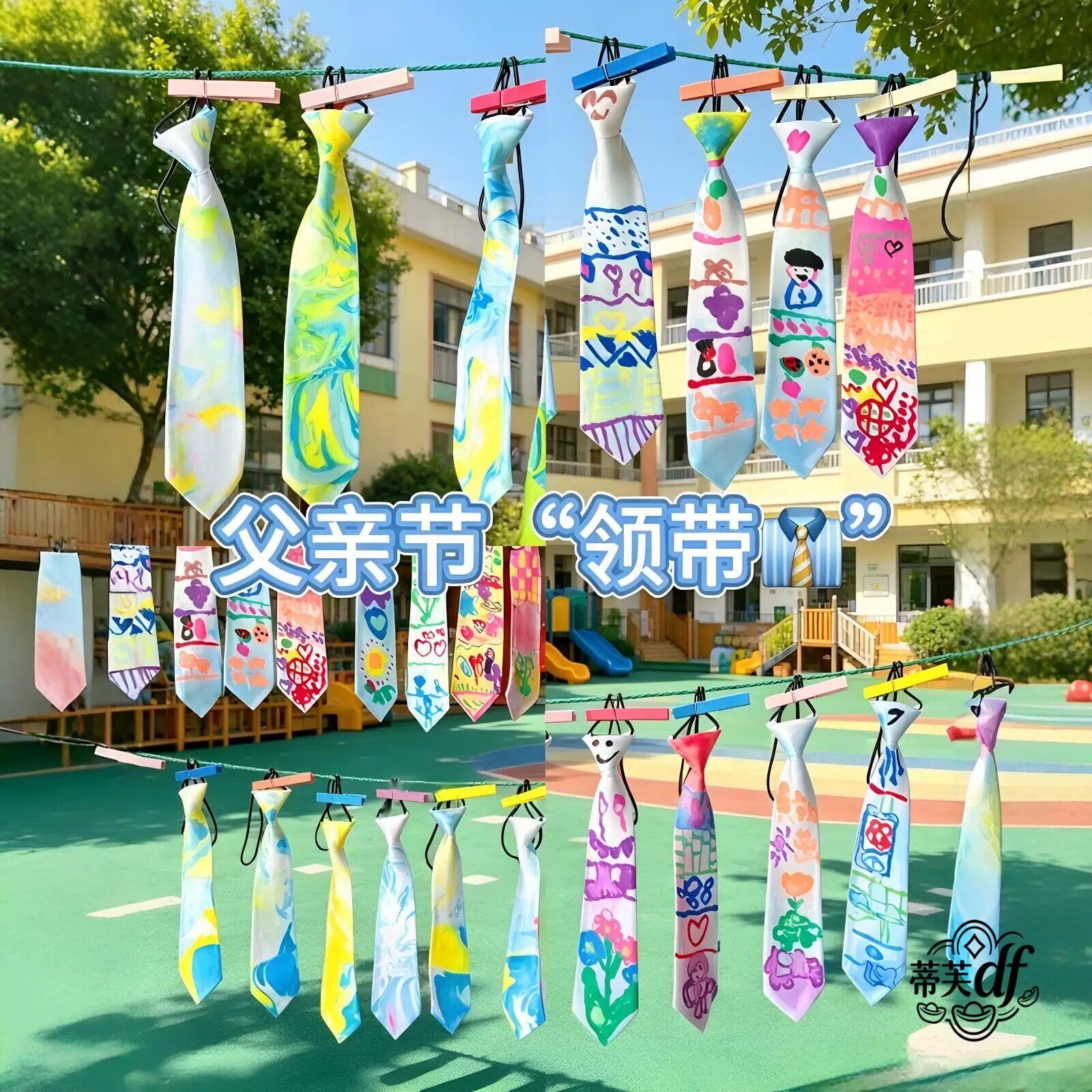 父亲节手工diy扎染领带材料包送爸爸礼物幼儿园节日活动亲子互动