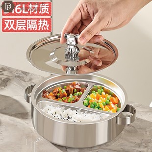 316不锈钢儿童分格餐盘宝宝辅食可爱小盘子家用双层隔热防烫饭碗