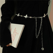 链子 饰连衣裙高级配饰百搭休闲收腰金属腰带裤 蝴蝶腰链女衬衫 装