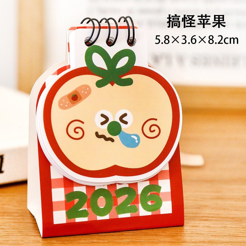 2026年新款苹果猫咪迷你小台历高颜值可爱学生桌面摆件少女心工位小饰品跨年便携日历倒计时自律计画本记事本