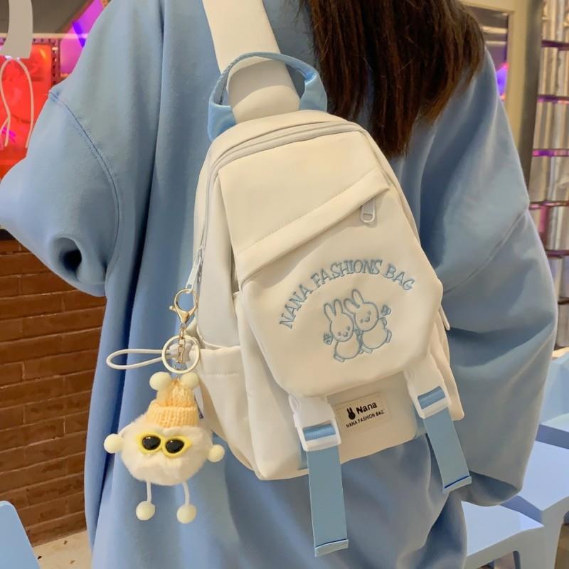 女生斜挎包2026新款撞色休闲胸包大容量斜背骑行揹包平板胸前挎包