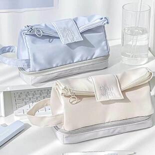 双层大容量笔袋不透明ins日系初高中男孩女孩用简约高颜值文具袋铅笔盒多功能收纳网红2025年新款