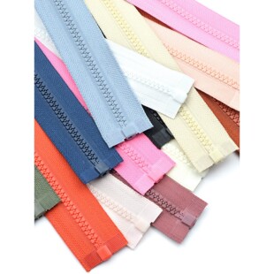 拉链毛衣女款红色条8号树脂粗齿彩色高档棉服外套加厚衣服长拉锁