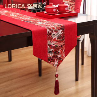 茶几餐桌桌布婚房喜事喜字防水茶席 骆易家新年桌旗结婚红色新中式
