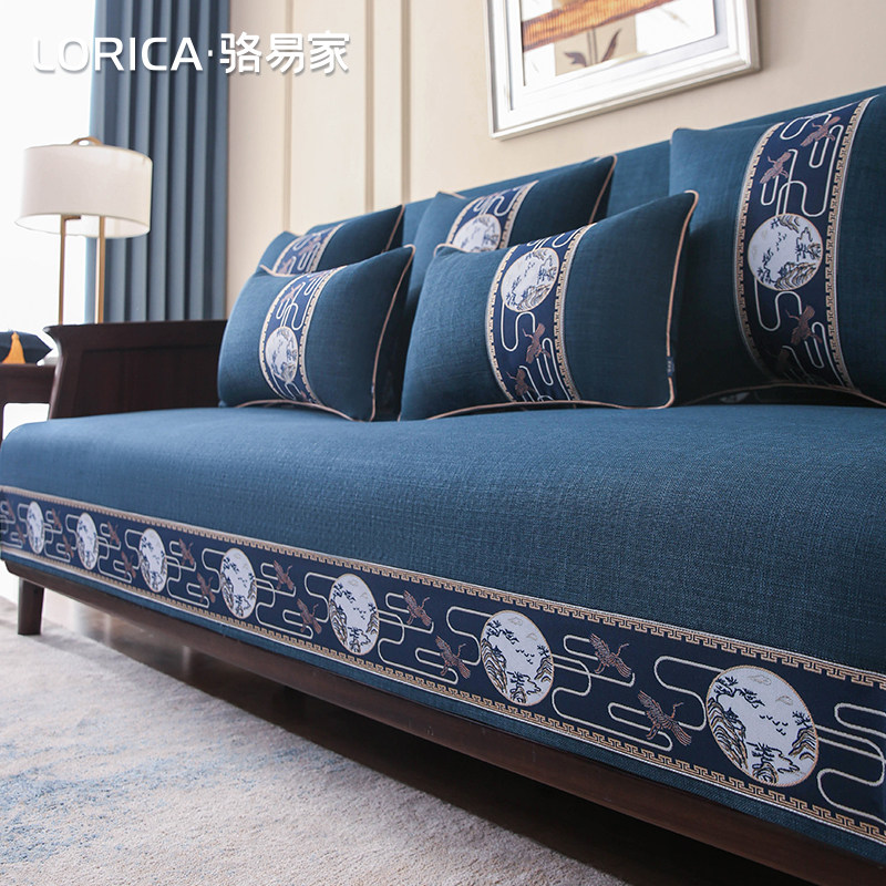 骆易家新中式防水沙发垫四季通用实木防滑坐垫沙发套罩高端盖布巾