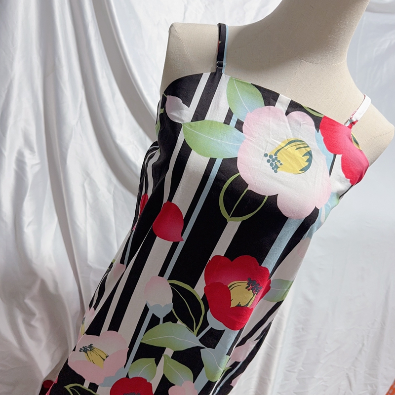 开叉长款肩带可调节和风长裙睡裙