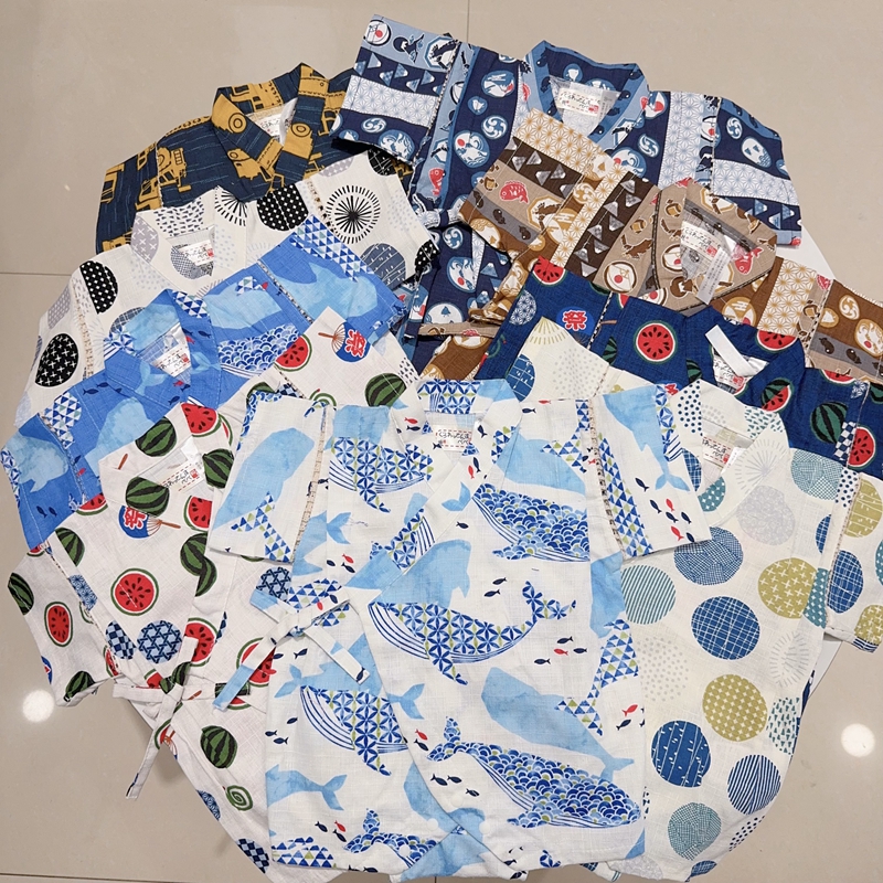 F日本面料婴儿短袖连体衣夏季纯棉哈衣新生幼儿衣服和尚服男宝宝