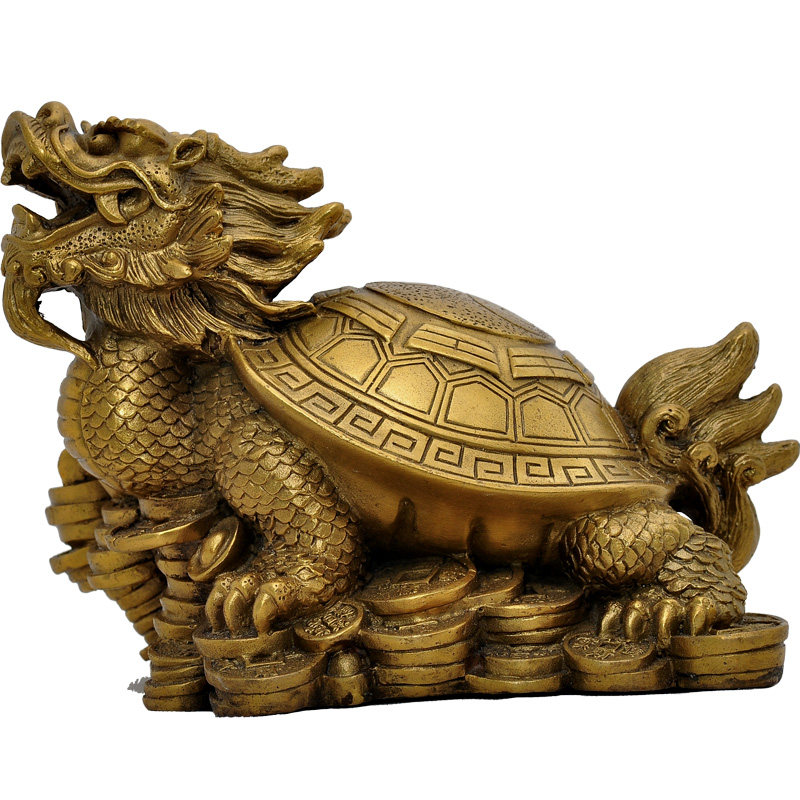 黄铜龙龟摆件金鳌母子龙头龟家居客厅招财祥瑞兽风水装饰工艺品