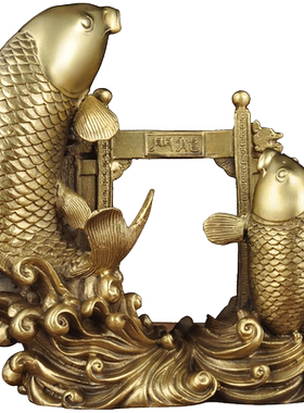 鲤鱼跃龙门铜鱼摆件风水工艺品家居客厅年年有余装饰品乔迁礼品