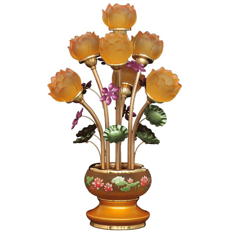 七彩水晶莲花灯观音佛前工艺品