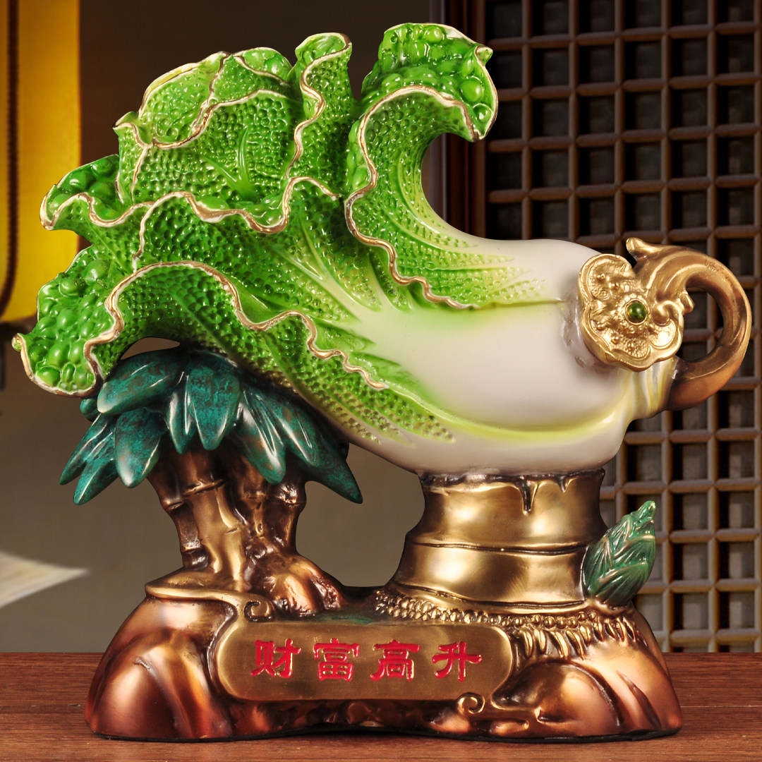 纯黄铜富贵高升招财白菜摆件