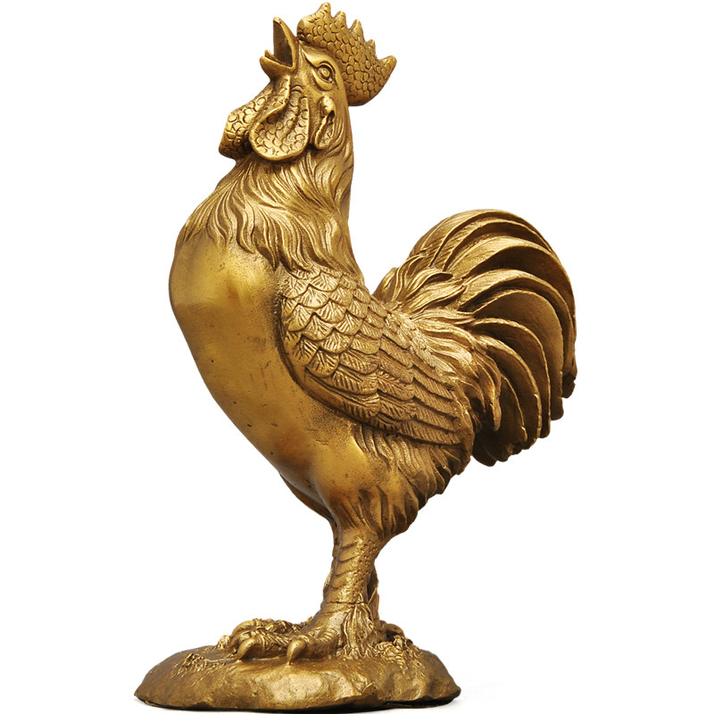 铜鸡摆件大号铜公鸡金鸡元宝鸡家居卧室风水摆件黄铜开业桌面摆设