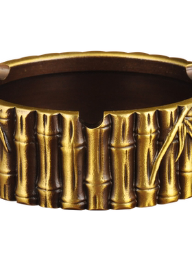 黄铜竹节烟灰缸摆件中式客厅