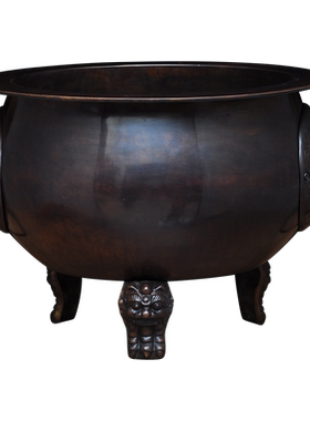 大号香炉三脚狮头铜线寺庙佛堂