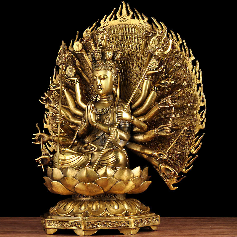 特大号黄铜千眼千手观音摆件佛像居家 家用 观世音娘娘