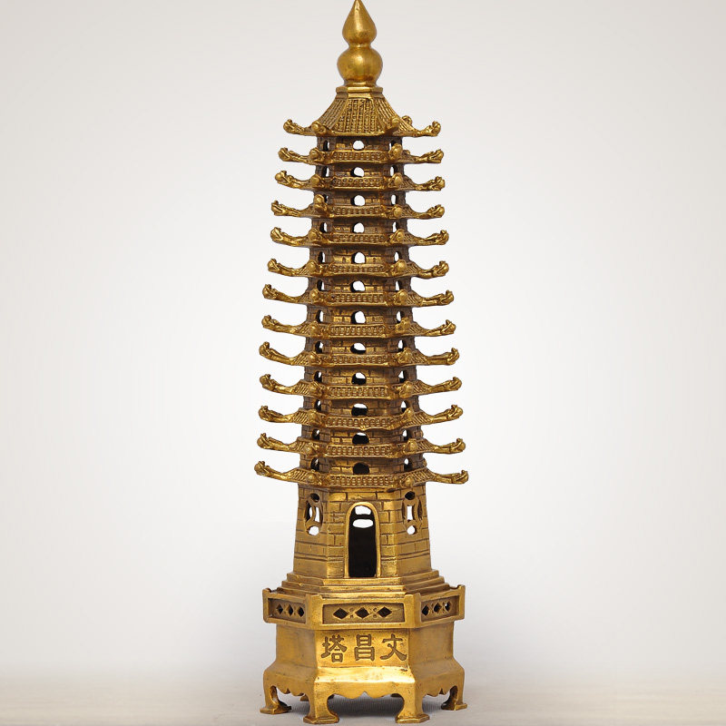 黄铜十三层文昌塔摆件书房13层九层七层办公室学生装饰品