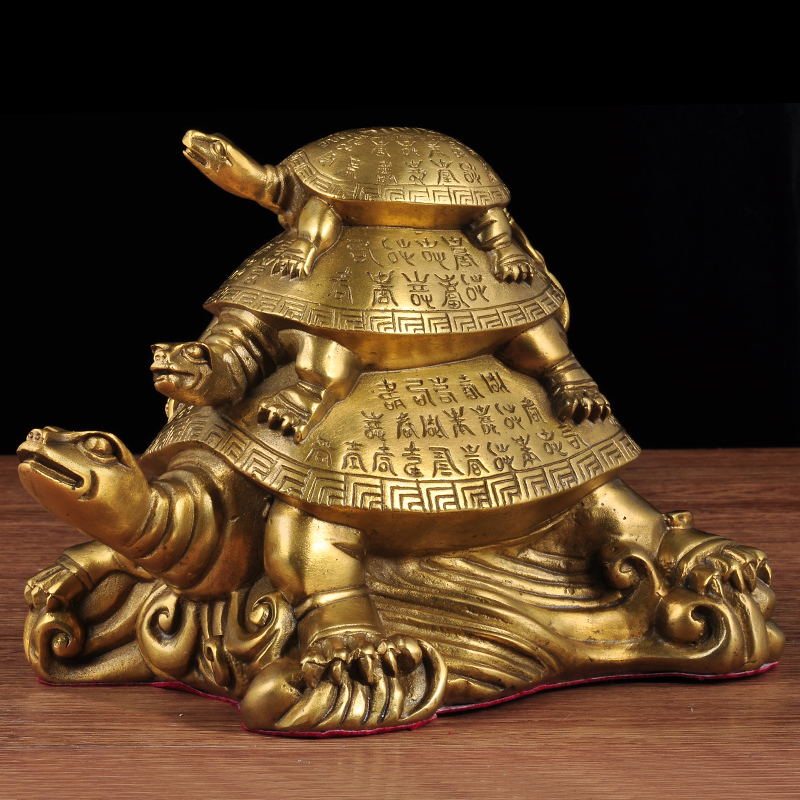 黄铜龙龟摆件招财龟三代龟客厅玄关送长辈生日礼物装饰品商务礼品