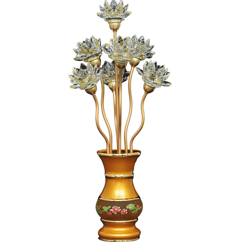 七彩水晶莲花灯摆件插电佛具用品