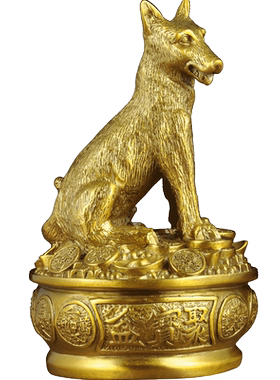 全铜聚宝盆招财狼狗客厅商务