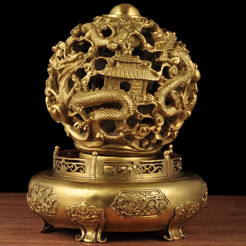 黄铜九转乾坤鼎摆件九龙戏珠鼎客厅家居工艺品招财办公桌商务礼品