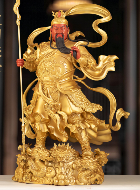 纯铜立刀关公像摆件招财关公武圣关羽武财神关圣帝君神像家用供奉