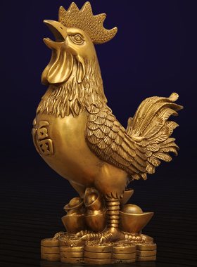 生肖鸡黄铜风水博古架开业礼品