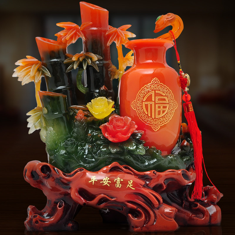 花瓶摆件竹子工艺品家居客厅电视柜酒柜玄关隔断装饰品乔迁礼品