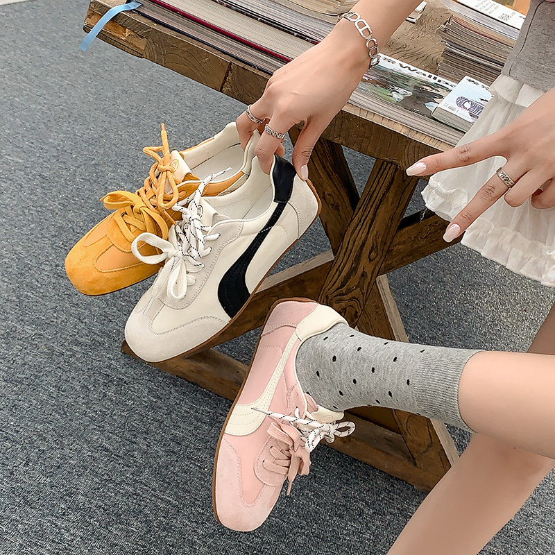 粉色芭蕾风真皮德训鞋女2025新款春夏软底多巴胺阿泡芙平底休闲鞋,女鞋,时尚休闲鞋,淘宝优惠券,粉丝福利购,淘宝优惠卷