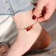 欧拉拉脚链女古风森系抖音爆款 石榴石脚链女玫瑰金 韩版 简约个性